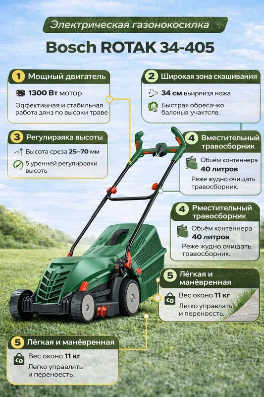 Электрическая газонокосилка Bosch ROTAK 34-405