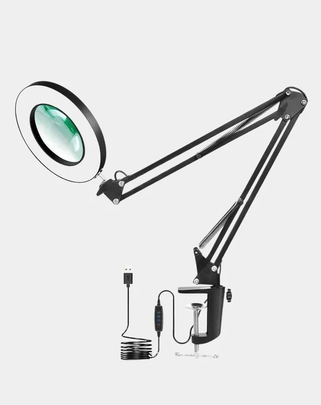 Lupa-lampa, metall korpusli lupa-lampa, uch xil yoritish, 110 mm linza 5