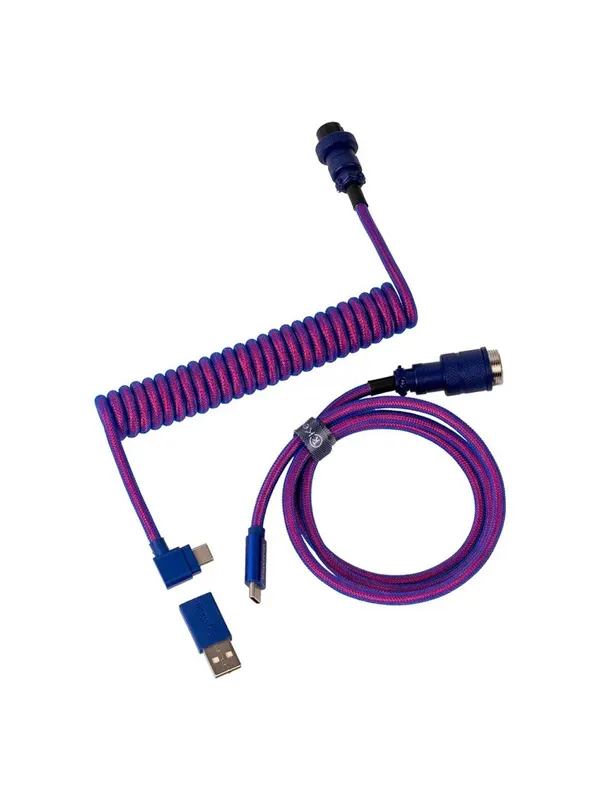 Кабель для клавиатуры Keychron Type-A/Type-C Keychron Premium Coiled Aviator Cable-Straight Red — фото 1
