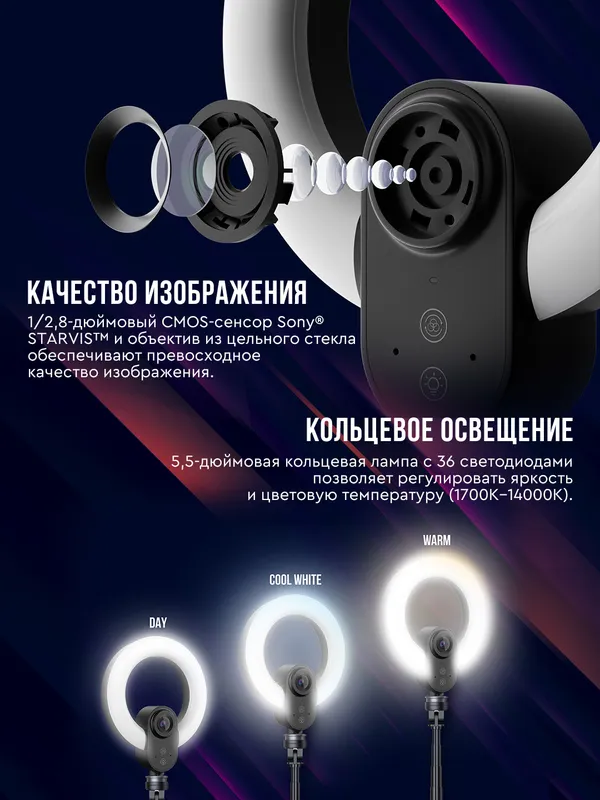 Веб-камера LORGAR Elite Circulus 910 2K 2 Веб-камера LORGAR Elite Circulus 910 2K 2