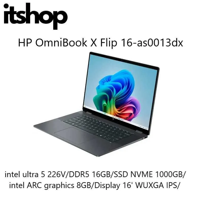 HP omnibook X flip 16-as0013dx ultra 5 226V/16/1000/Display 16' WUXGA HP omnibook X flip 16-as0013dx ultra 5 226V/16/1000/Display 16' WUXGA