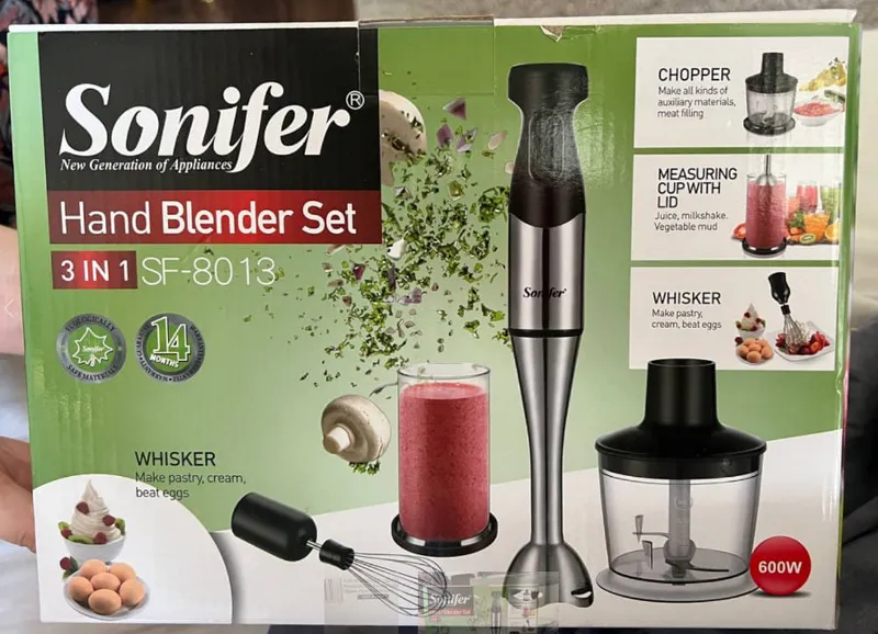 Ручной блендер Sonifer SF-8013 3 in 1 600W блендер 1