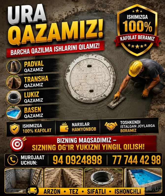 o'ra urachi qazilma ishlarini qilami toshkedi buylap 6 o'ra urachi qazilma ishlarini qilami toshkedi buylap 6