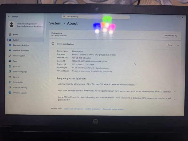 Hp 15-3007nia 12 gb ram Intel core i3 holati:ideal — фото 3