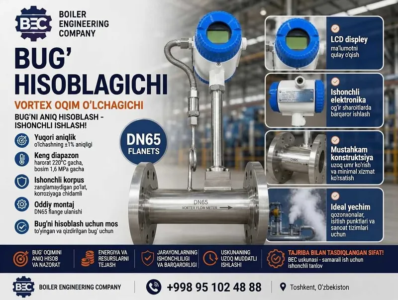 DN65 Bug‘ Hisoblagichi (Vortex Flowmeter)