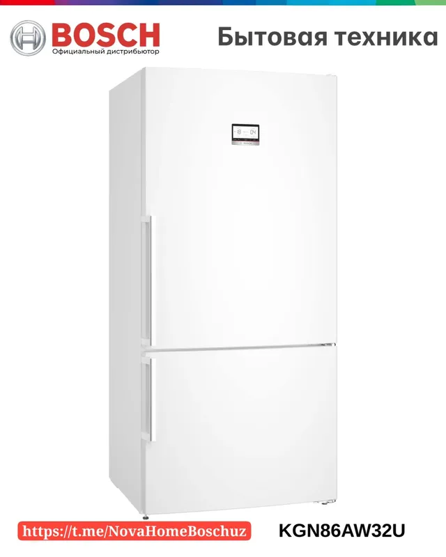 6-seriya Pastki muzlatkichli alohida turuvchi muzlatkich 186 x 86 cm Oq, Total No Frost Bosch KGN86AW32U 6-seriya Pastki muzlatkichli alohida turuvchi muzlatkich 186 x 86 cm Oq, Total No Frost Bosch KGN86AW32U