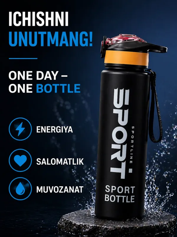 1L sport suv butilkasi (fitnes va gym uchun) — фото 5