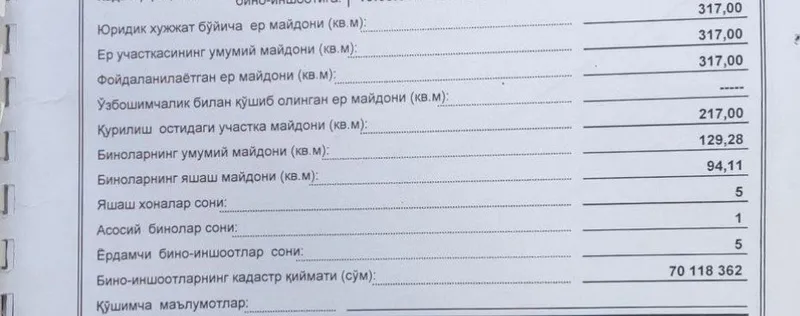 Яккасарай 3.17-соток 5-ком ор/р Fartuna education.Z 1