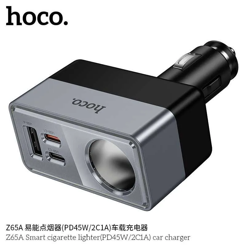 Hoco Z65A Авто зарядное устройство с разветвителем прикуривателя 165W — фото 5