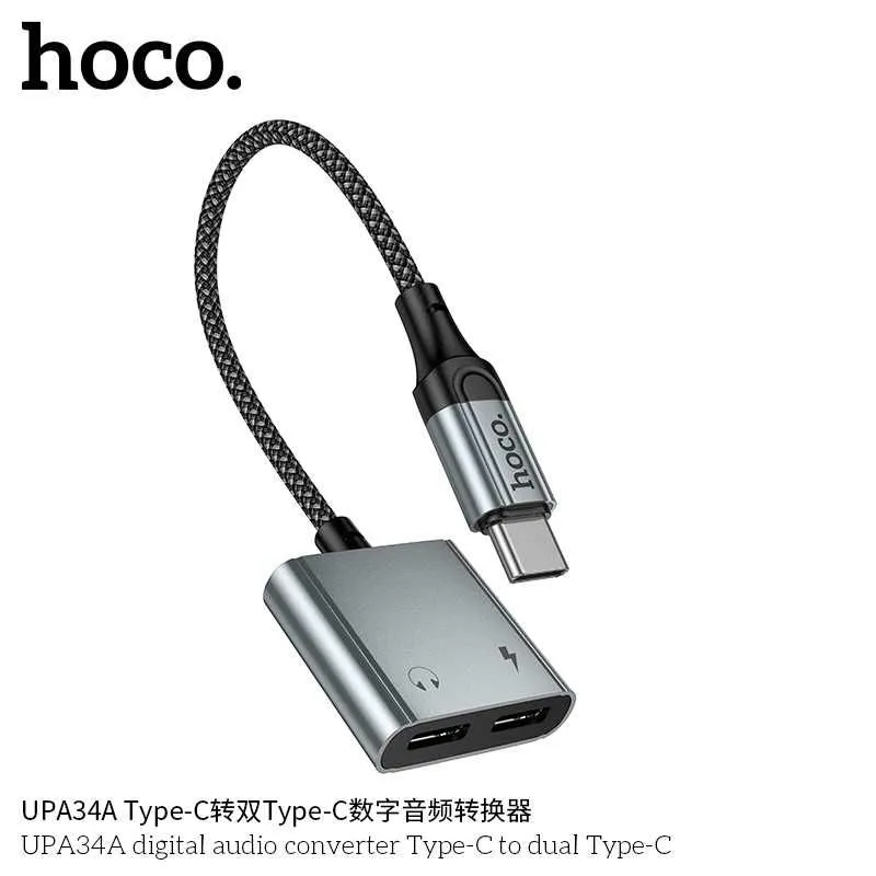 Hoco UPA34A Type-C 2×Type-C цифровой аудио конвертер с под микрофона — фото 3
