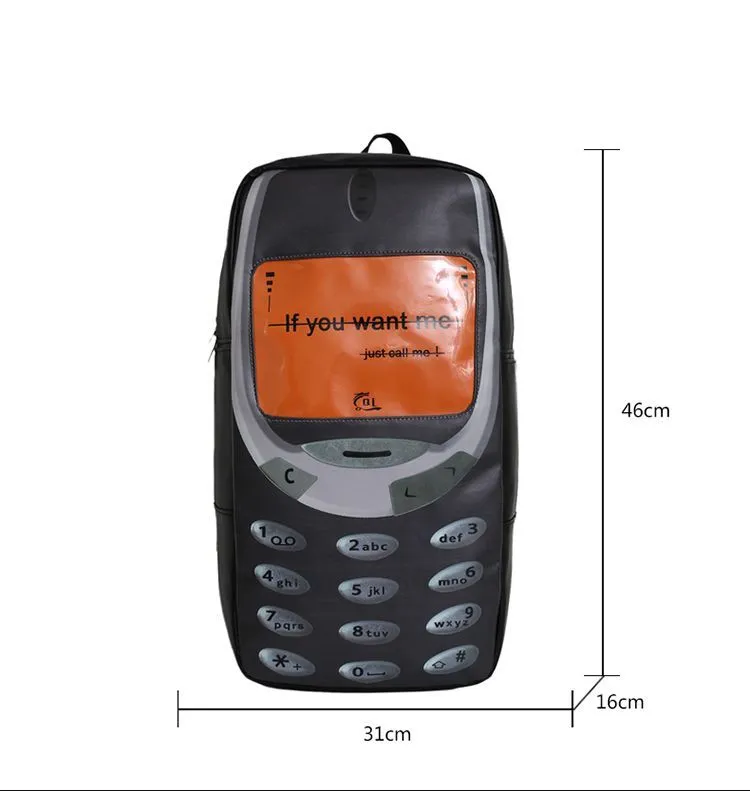 Telefon shaklidagi erkaklar va ayollar uchun ryukzak, kulgili 4