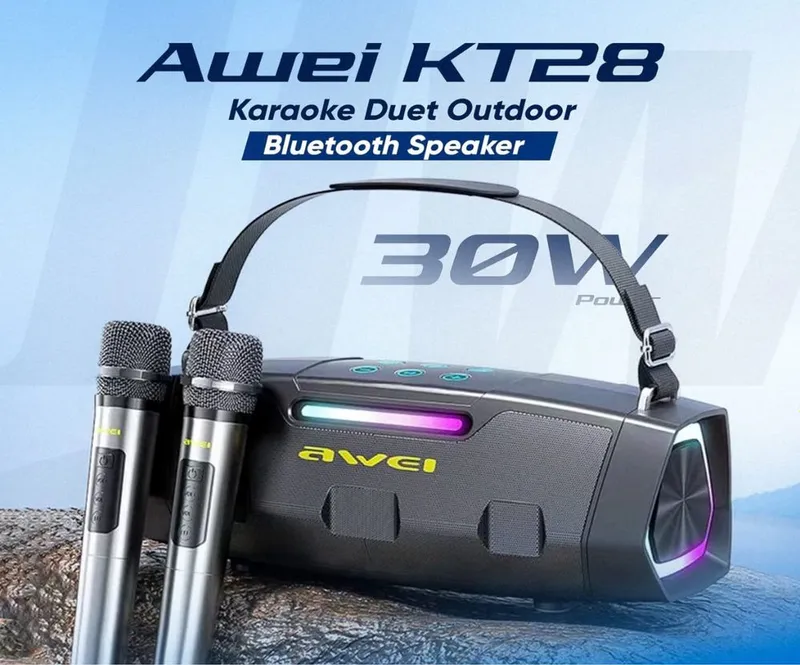 Караоке колонка Awei KT28 30 Вт, Bluetooth, RGB-подсветка, 2 микрофона 1