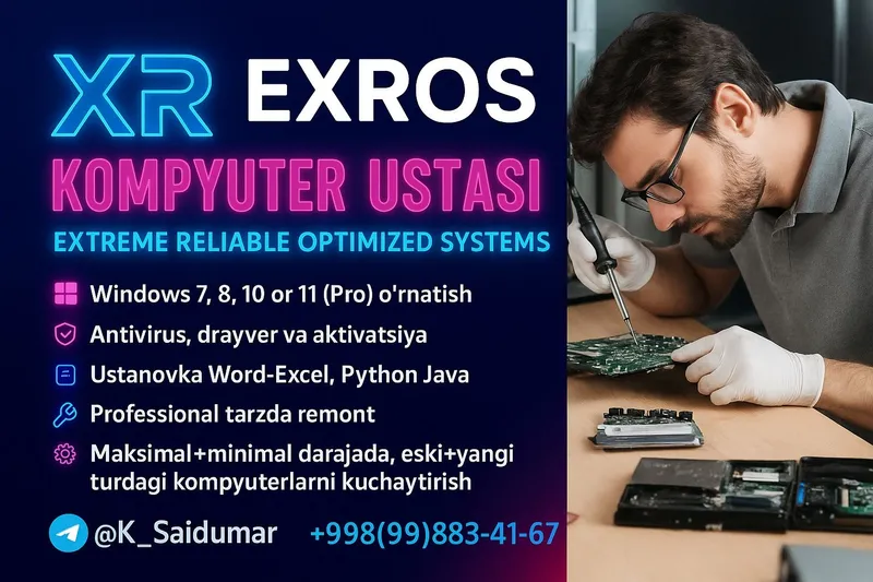 Kompyuter ta'mirlash va Windows o'rnatish — EXROS. Kompyuter ustasi 1 Kompyuter ta'mirlash va Windows o'rnatish — EXROS. Kompyuter ustasi 1