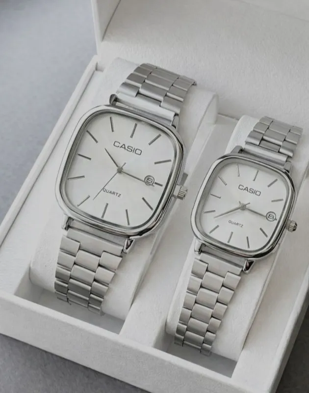 Juft soat - minimalist to'rtburchak dizaynli Quartz Couple Set — фото 1