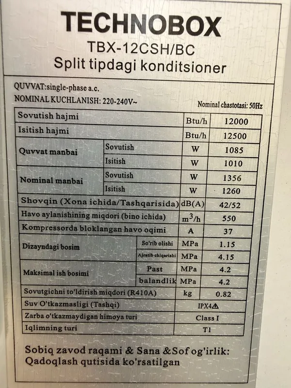 Shivaki konditsioner sotaman 6 Shivaki konditsioner sotaman 6
