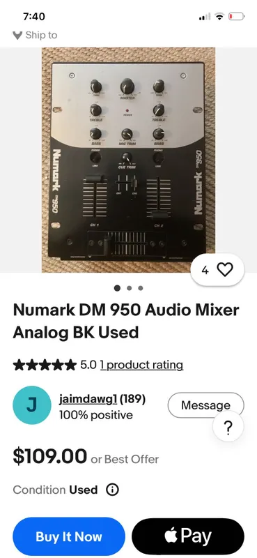 Аудиомикшер Numark DM 950 Аналоговый BK, Double Lecteut АнтиШок Экран — фото 4