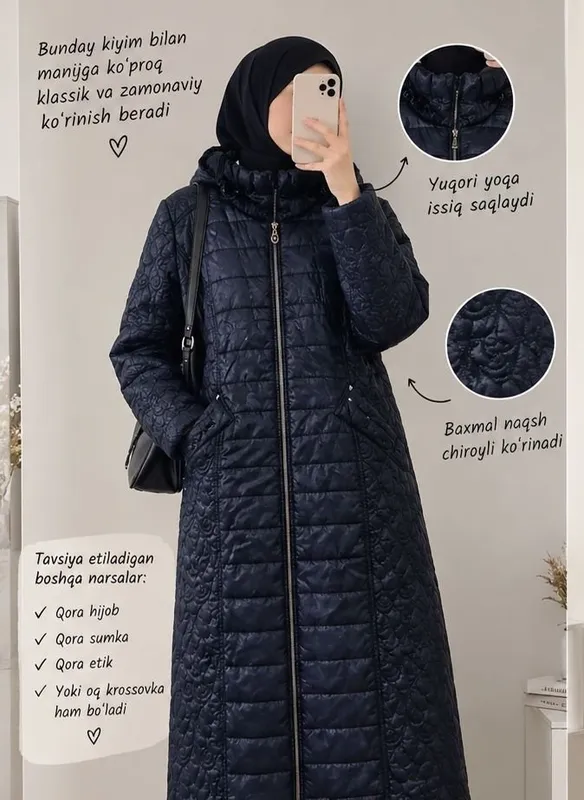 Ayollar uchun uzun, issiq kurtka 1 Ayollar uchun uzun, issiq kurtka 1