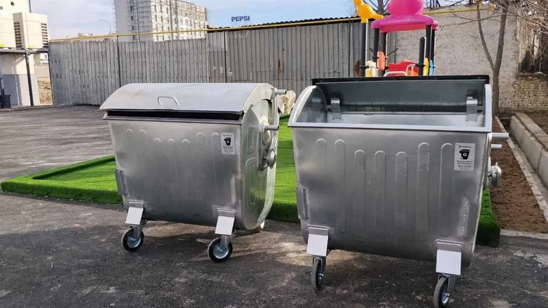 Оцинкованный бак для мусора 1100 л 1