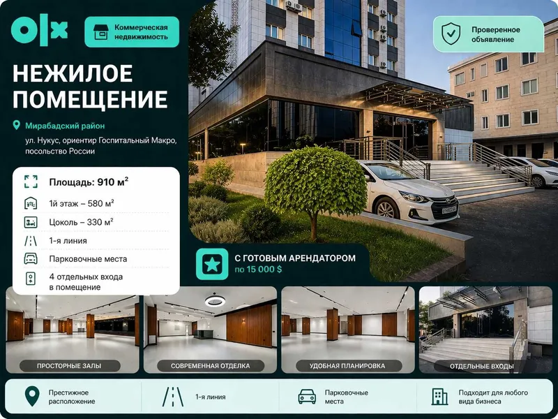 Коммерческое помещение 913 м² с арендатором ул. Нукус, п-во России 1 Коммерческое помещение 913 м² с арендатором ул. Нукус, п-во России 1