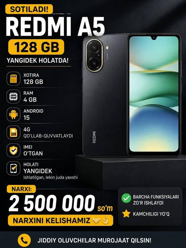 Redmi A5 128 GB 4gb ram pubg 45 fps srochnaa Redmi A5 128 GB 4gb ram pubg 45 fps srochnaa