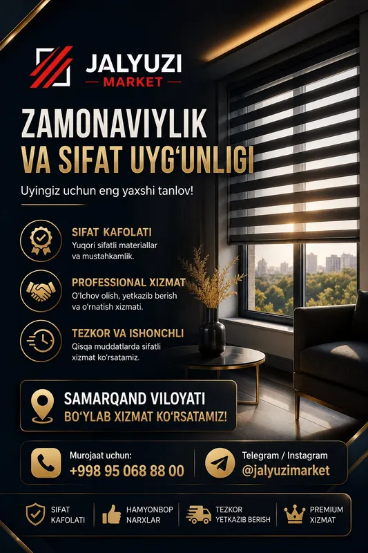 BARCHA TURDAGI JALYUZILAR TAYYORLAYMIZ O‘RNATAMIZ!