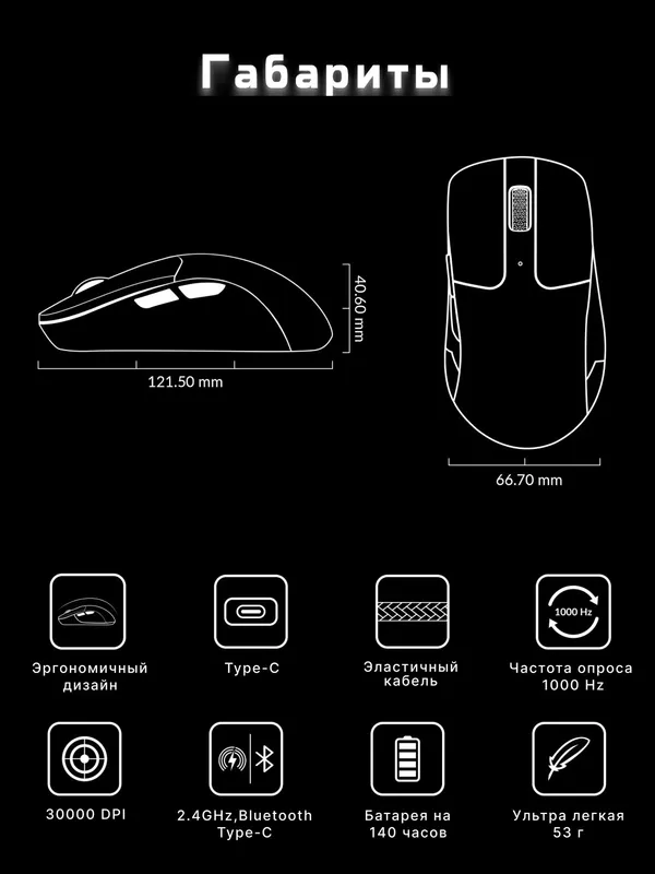 Игровая беспроводная мышка Keychron M2 BT, WL, USB-A/USB-C, 1K до 135 часов работы — фото 5