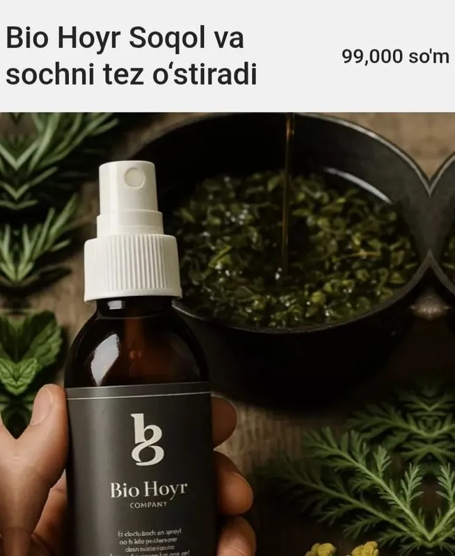 Bio Hoyr Soqol va sochni tez oʻstitadi soch toʻkilishni oldini oladi