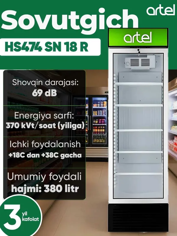 Vitrina muzlatgichi Artel HS 474SN - Toshkentda 3 Vitrina muzlatgichi Artel HS 474SN - Toshkentda 3
