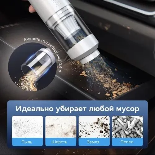 Пылесос для автомобиля для дома беспроводной вертикальный белый — фото 2