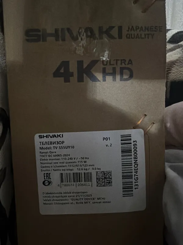 Shivaki telvizor 55 talik  ichida alisasi bor 4 K 2