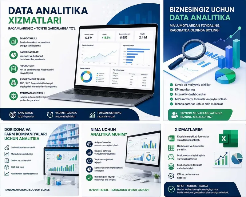 Dorixonalar va Bizneslar uchun Data Analitika Xizmatlari