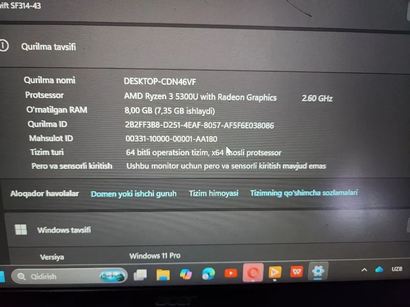 Acer ryzen corei 3 8/500 gb 4