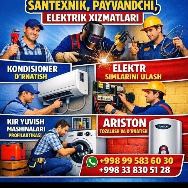 Santexnik va boshqa xizmatlar koʻrsatish. Сантехник и другие услуги Santexnik va boshqa xizmatlar koʻrsatish. Сантехник и другие услуги