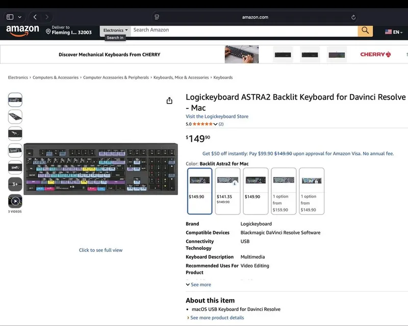 Logickeyboard ASTRA2 Backlit Keyboard for Davinci Resolve - Mac — фото 4