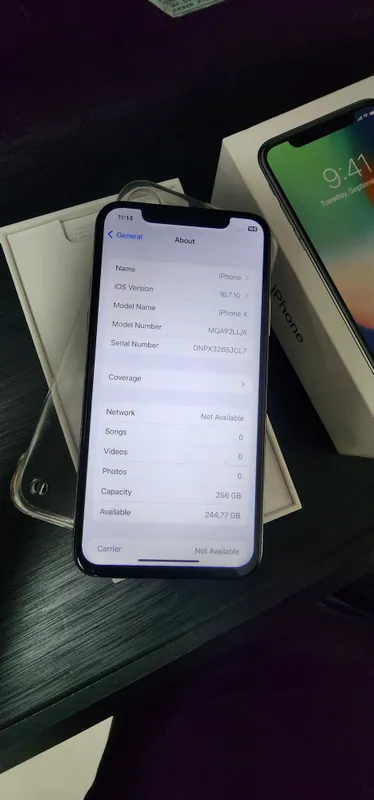 iphone X LL/A 256GB Bat 100% Kar Dk FULL 7