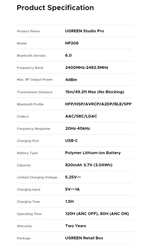 беспроводные наушники ugreen studio pro — фото 2