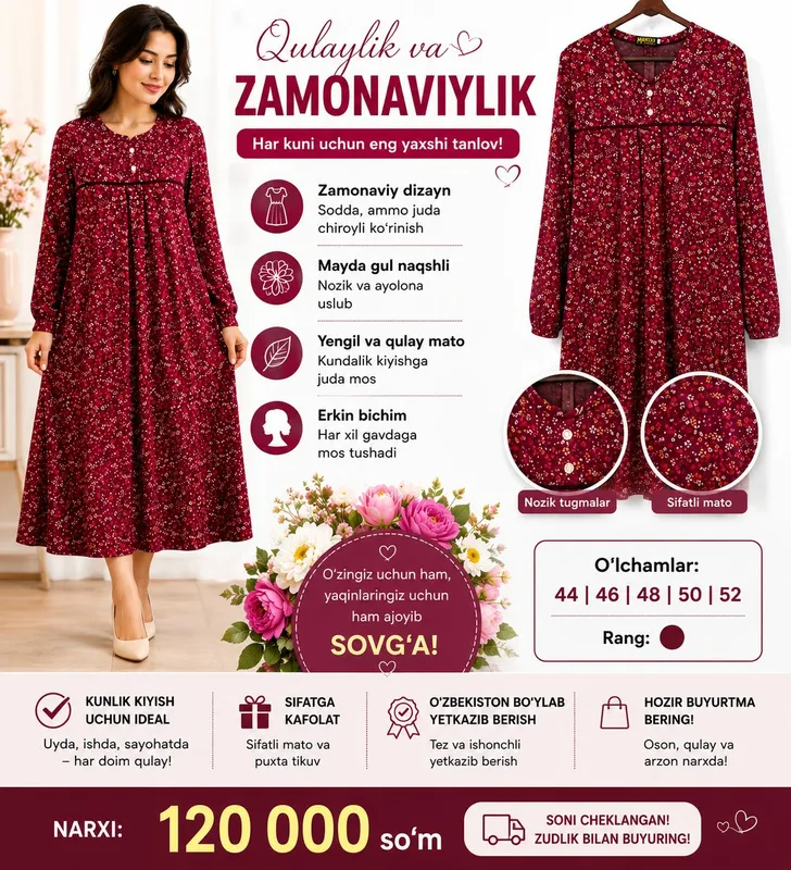Ayollarimiz uchun koylak lozim