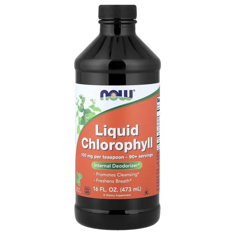 NOW Foods, жидкий хлорофилл, аромат натуральной мяты, 473 мл. Hlorofil