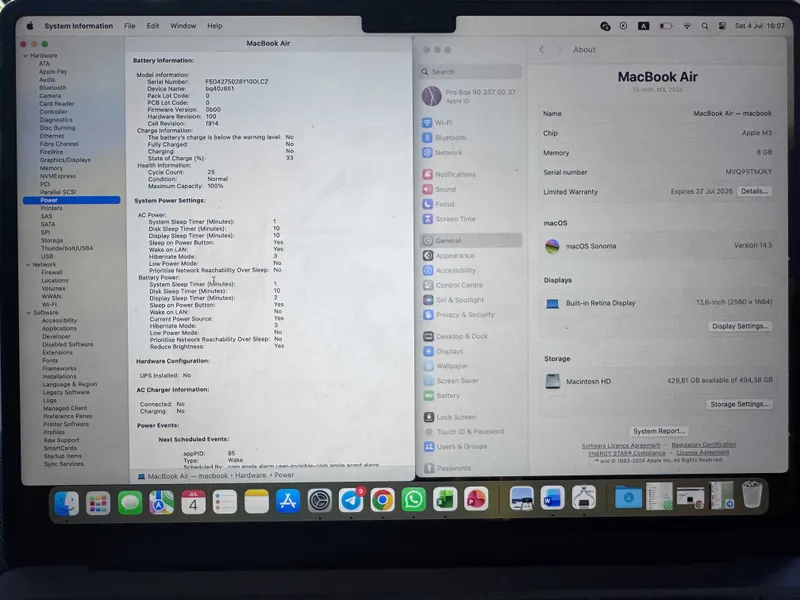 Mac Air M3 13,6-inch 512GB (battery - 100%, cycle count - 25) 1