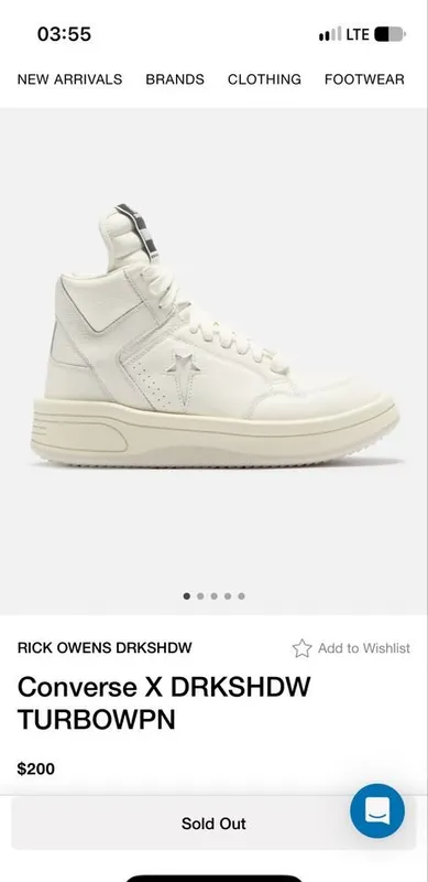 Original Rick Owens Converse TURBOWPN 1 Original Rick Owens Converse TURBOWPN 1