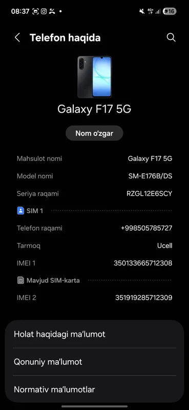 Samsung galaxy F17 olganimga 3kun buldi 2