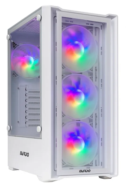 BARDO 8019-W компьютерный кейс (корпус) белый с RGB подсветкой BARDO 8019-W компьютерный кейс (корпус) белый с RGB подсветкой