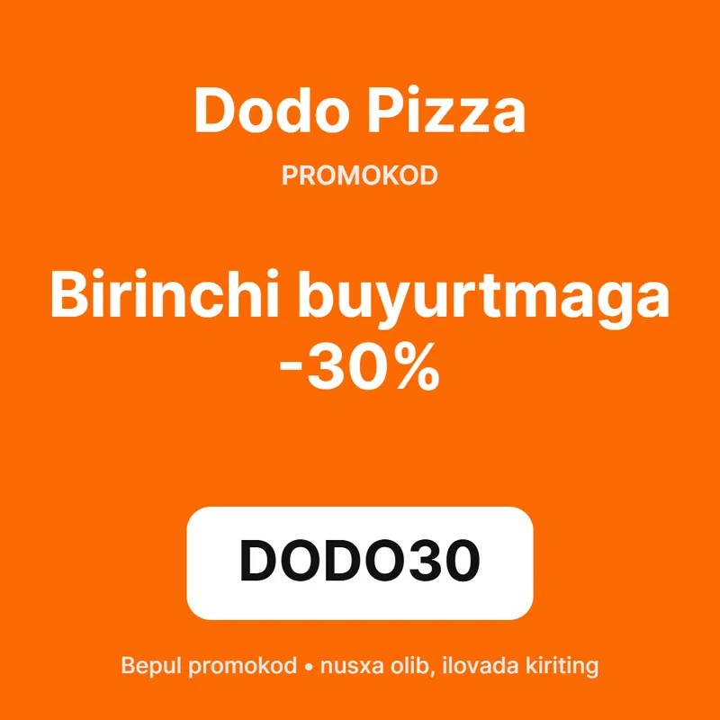 Dodo Pizza promokod — birinchi buyurtmaga -30% Dodo Pizza promokod — birinchi buyurtmaga -30%