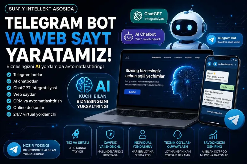 Web Sayt va Telegram Bot yaratamiz