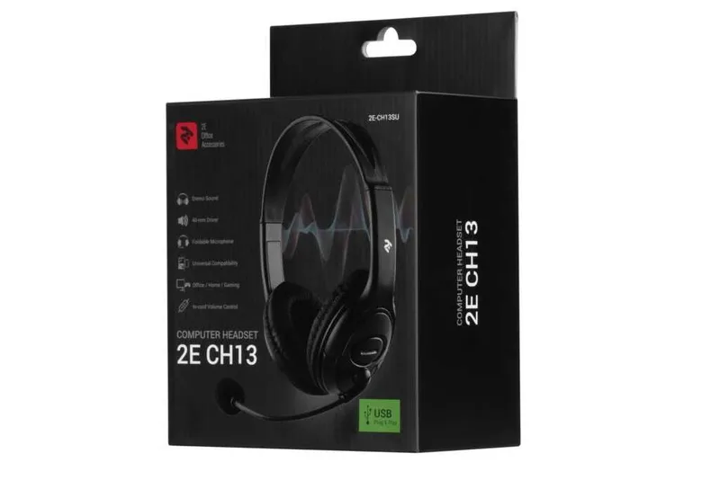 Гарнитура ПК стерео Over-ear 2E CH13 USB, omni-mic, 2м, черный 1 Гарнитура ПК стерео Over-ear 2E CH13 USB, omni-mic, 2м, черный 1