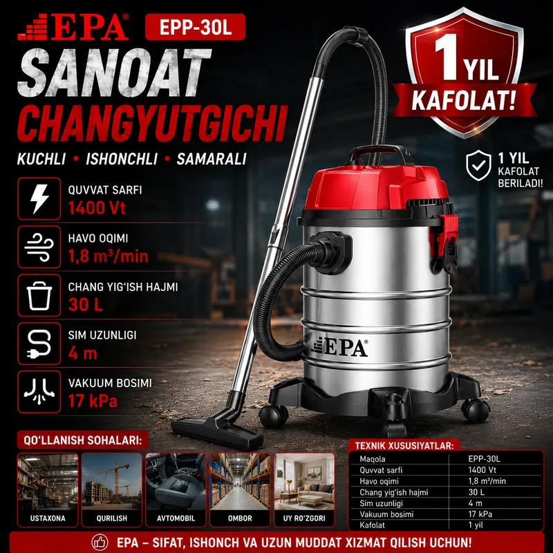 plisos Sanoat Changyutgichi epa EPP-30Lпылесос