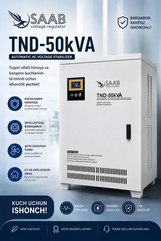 Стабилизатор / Stabilizator / 50kw 220V/ Uy-Ofis / Optom 1