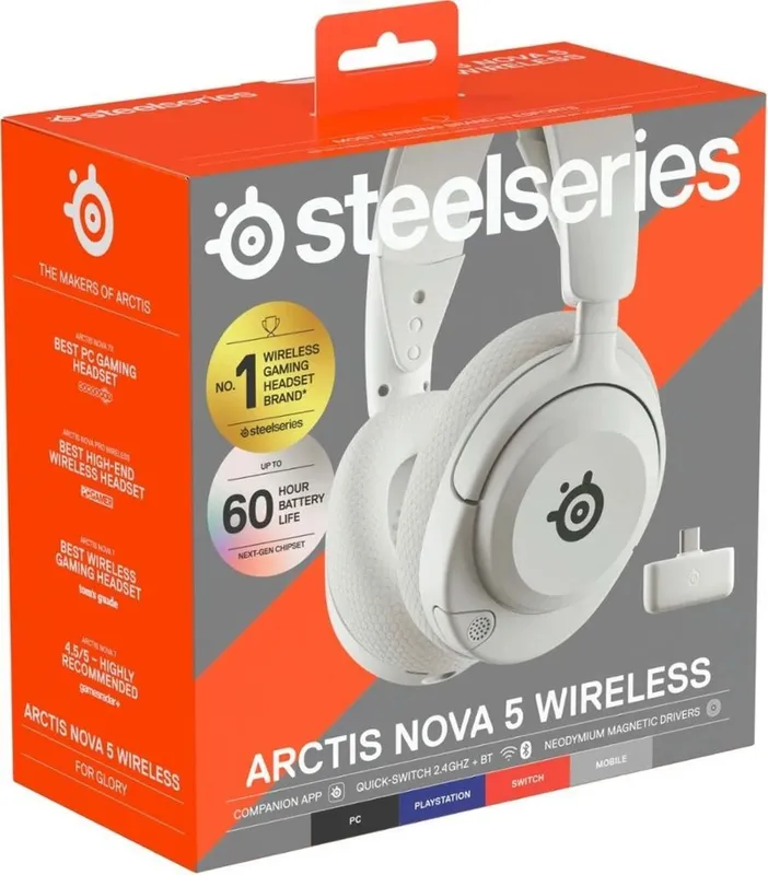Steelseries Arctis Nova 5 Wireless, белый- Беспроводная гарнитура