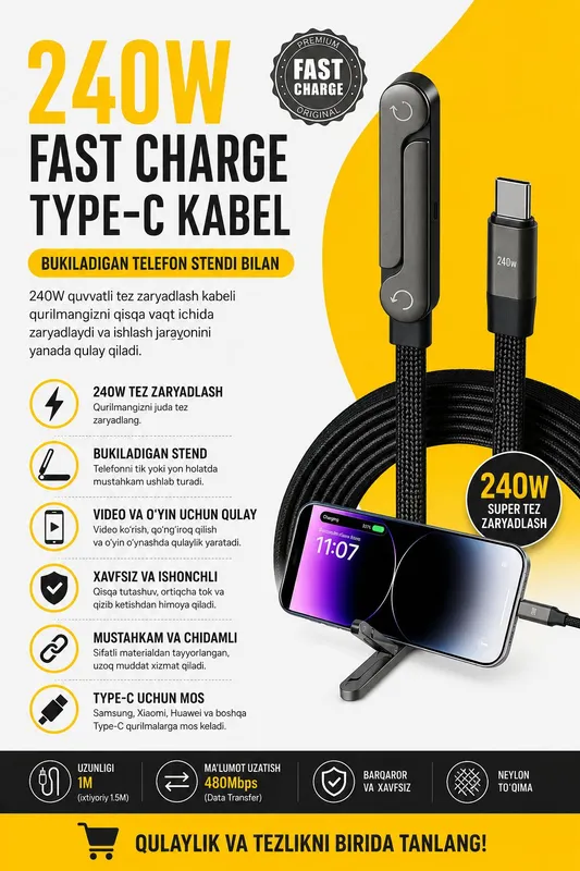 240W FAST CHARGE TYPE-C KABEL 1