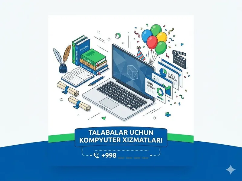 Kompyuter xizmatlari: Slayd,kurs ishi,diplom ishi
